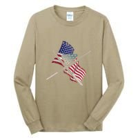 Father's Day Billiards Usa Flag Pool Player Gift For Dad Tall Long Sleeve T-Shirt