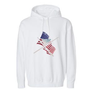 Father's Day Billiards Usa Flag Pool Player Gift For Dad Garment-Dyed Fleece Hoodie