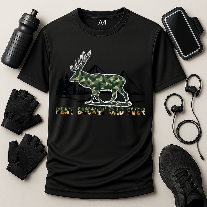 Fathers Day Best Buckin Dad Ever Father Camo Cooling Performance Crew T-Shirt