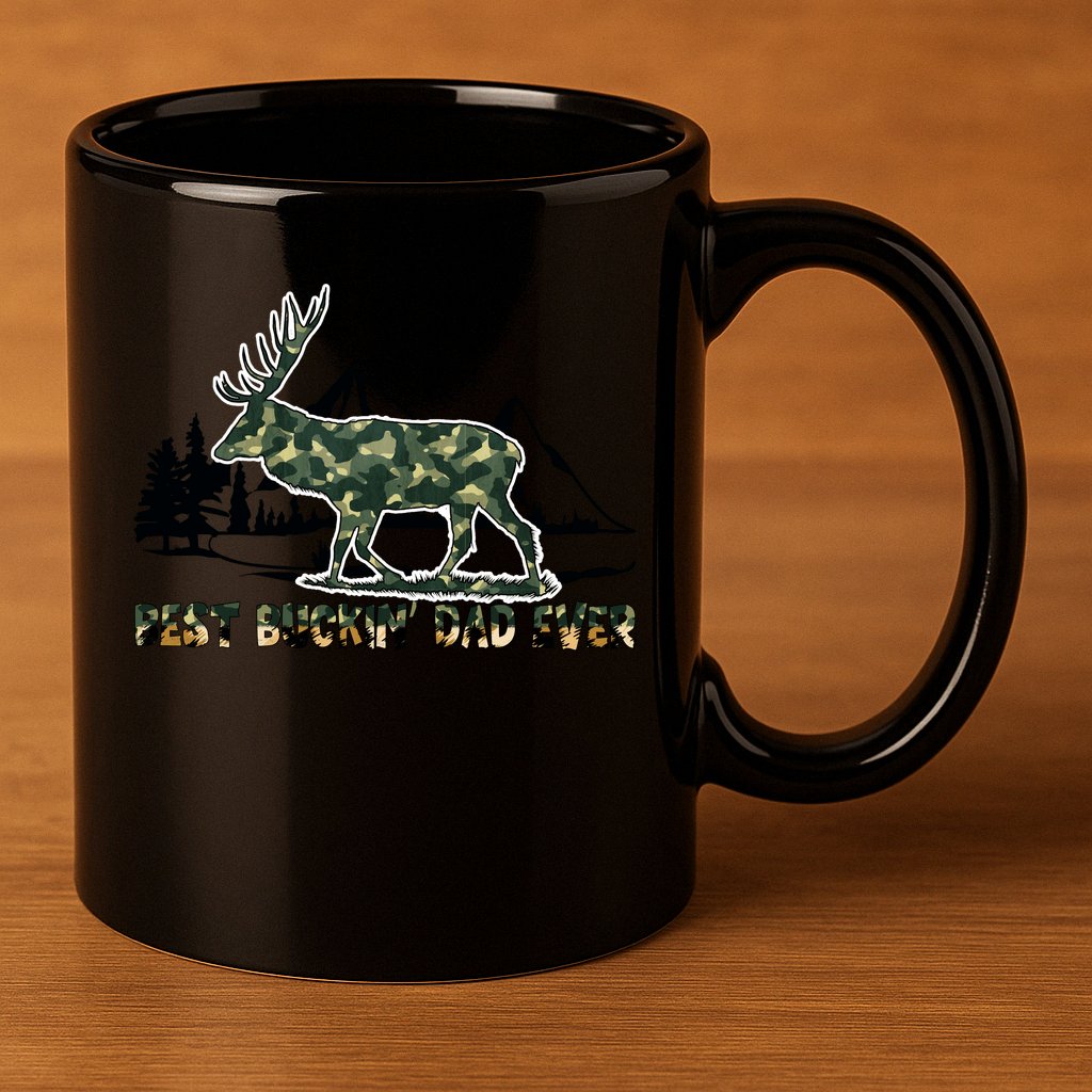 Fathers Day Best Buckin Dad Ever Father Camo 11oz C Handle Ceramic Mug