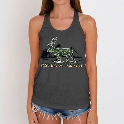 Fathers Day Best Buckin Dad Ever Father Camo Women's Knotted Racerback Tank