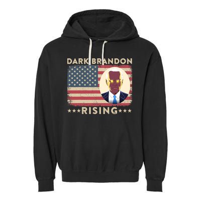 Funny Dark Brandon Is Rising Pro Biden USA Flag Garment-Dyed Fleece Hoodie