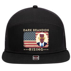 Funny Dark Brandon Is Rising Pro Biden USA Flag 7 Panel Mesh Trucker Snapback Hat