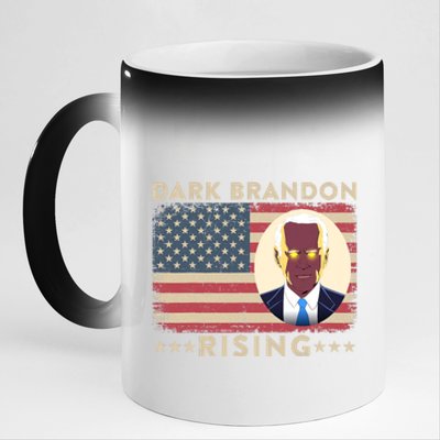 Funny Dark Brandon Is Rising Pro Biden USA Flag 11oz Black Color Changing Mug