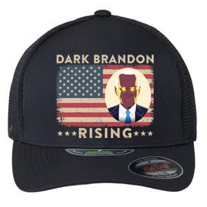 Funny Dark Brandon Is Rising Pro Biden USA Flag Flexfit Unipanel Trucker Cap