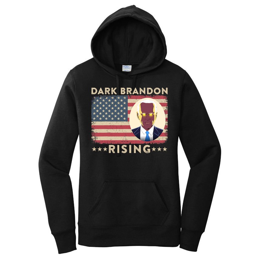 Funny Dark Brandon Is Rising Pro Biden USA Flag Women's Pullover Hoodie