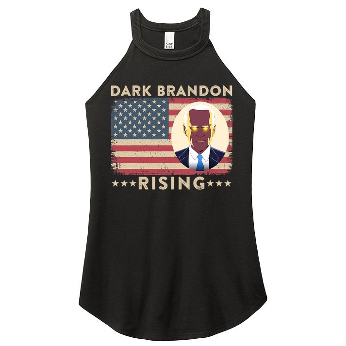 Funny Dark Brandon Is Rising Pro Biden USA Flag Women's Perfect Tri Rocker Tank
