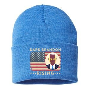 Funny Dark Brandon Is Rising Pro Biden USA Flag Sustainable Knit Beanie