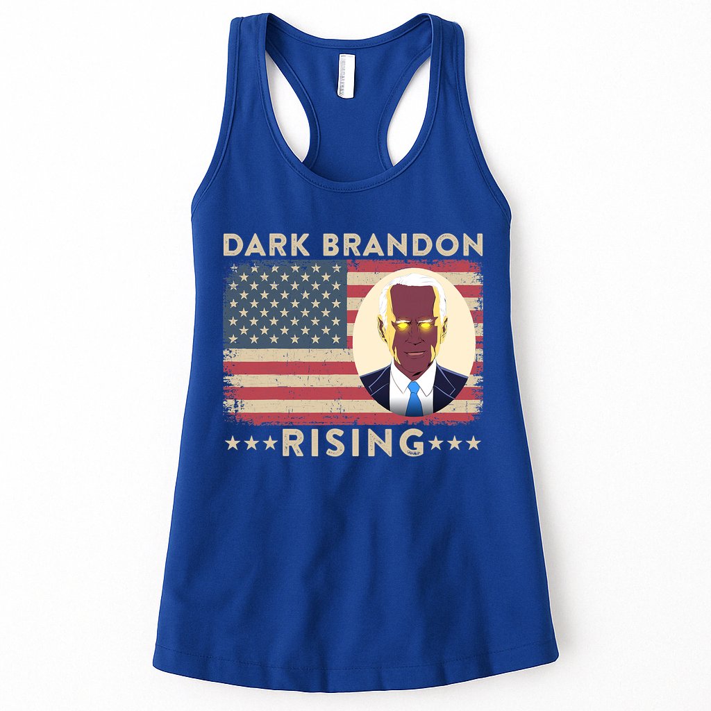Funny Dark Brandon Is Rising Pro Biden USA Flag Womens Tank Top