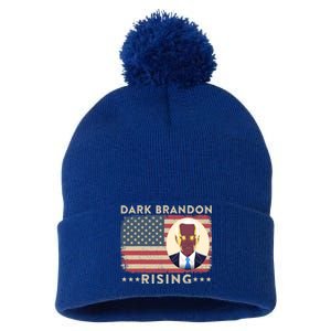 Funny Dark Brandon Is Rising Pro Biden USA Flag Pom Pom 12in Knit Beanie