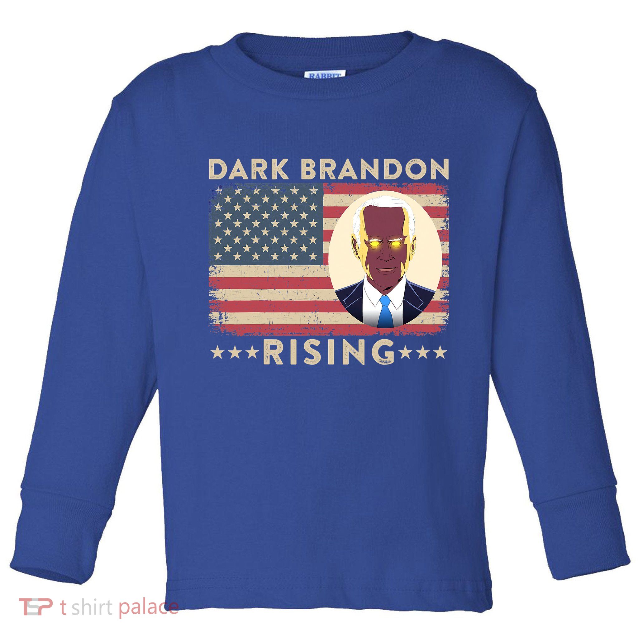 Funny Dark Brandon Is Rising Pro Biden USA Flag Toddler Long Sleeve Shirt