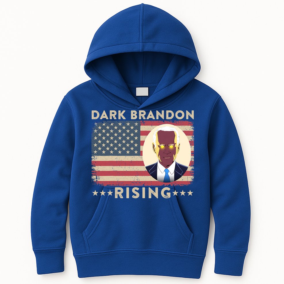 Funny Dark Brandon Is Rising Pro Biden USA Flag Kids Hoodie