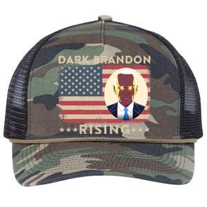 Funny Dark Brandon Is Rising Pro Biden USA Flag Retro Rope Trucker Hat Cap