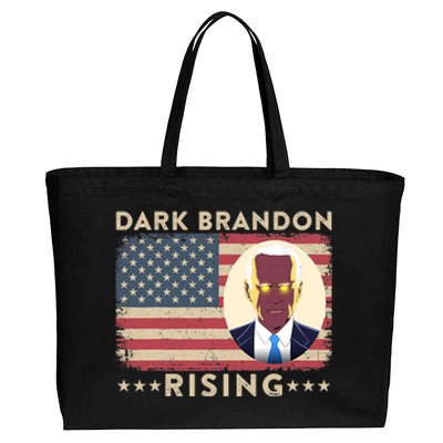 Funny Dark Brandon Is Rising Pro Biden USA Flag Cotton Canvas Jumbo Tote