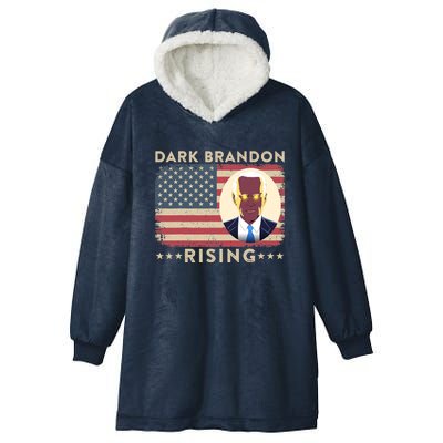 Funny Dark Brandon Is Rising Pro Biden USA Flag Hooded Wearable Blanket