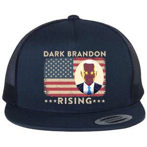 Funny Dark Brandon Is Rising Pro Biden USA Flag Flat Bill Trucker Hat