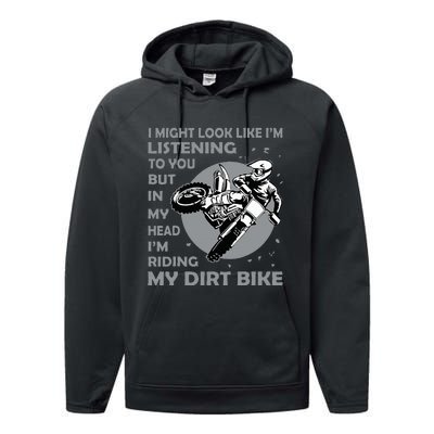 Funny Dirt Bike Art Motocross Dirt Bike Rider Performance Fleece Hoodie