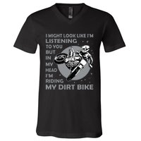 Funny Dirt Bike Art Motocross Dirt Bike Rider V-Neck T-Shirt