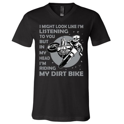 Funny Dirt Bike Art Motocross Dirt Bike Rider V-Neck T-Shirt