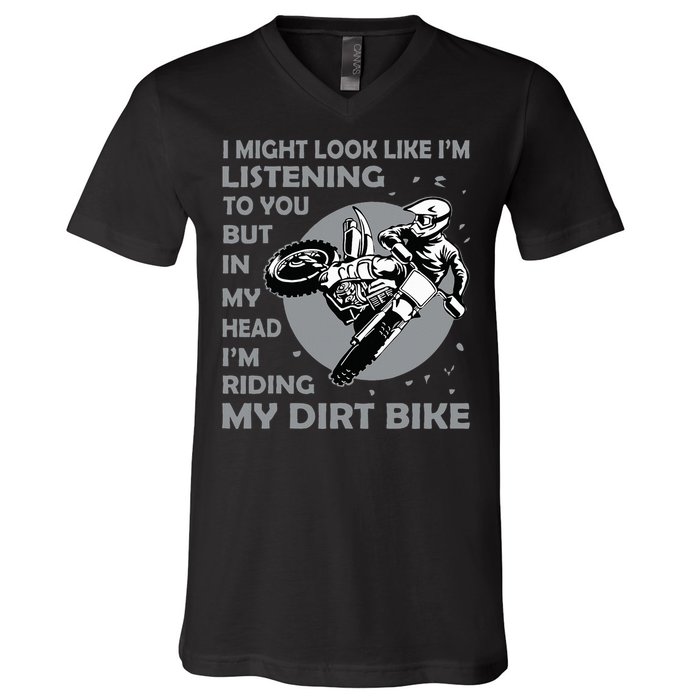 Funny Dirt Bike Art Motocross Dirt Bike Rider V-Neck T-Shirt