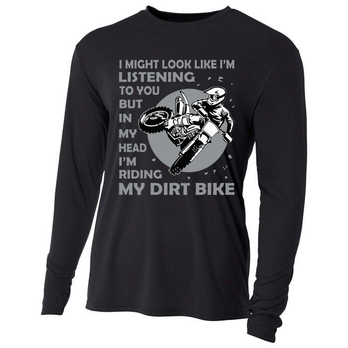 Funny Dirt Bike Art Motocross Dirt Bike Rider Cooling Performance Long Sleeve Crew