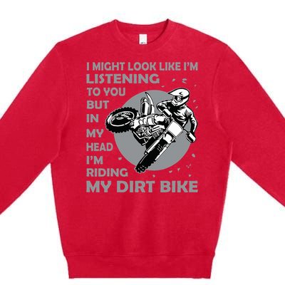 Funny Dirt Bike Art Motocross Dirt Bike Rider Premium Crewneck Sweatshirt