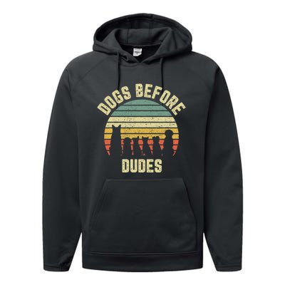 Funny Dogs Before Dudes Dog Lover Performance Fleece Hoodie