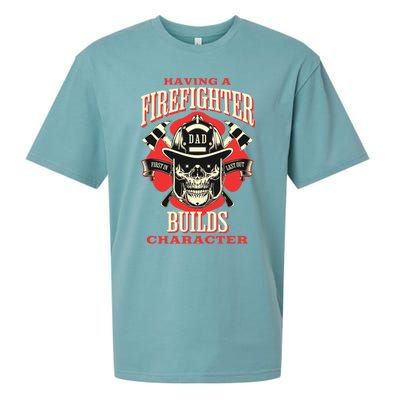 Firefighter Dads Builds Character For Fathers Day 3 Great Gift Sueded Cloud Jersey T-Shirt