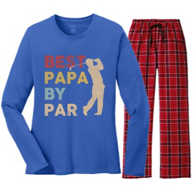 Father's Day Best Papa By Par Golf Funny Meaningful Gift Women's Long Sleeve Flannel Pajama Set 