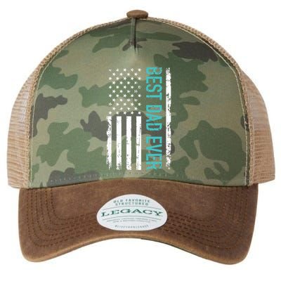 Fathers Day Best Dad Ever With US American Flag Legacy Tie Dye Trucker Hat