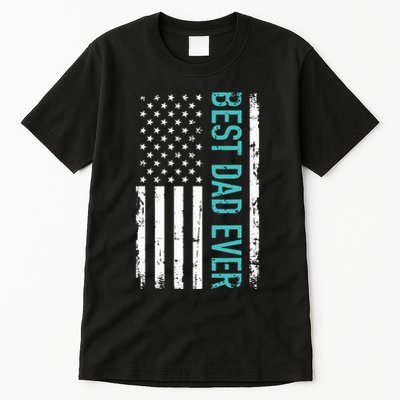 Fathers Day Best Dad Ever With US American Flag Tall T-Shirt