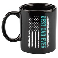 Fathers Day Best Dad Ever With US American Flag 11oz C Handle Ceramic Mug