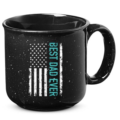 Fathers Day Best Dad Ever With US American Flag 15oz Campfire Ceramic Mug