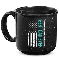 Fathers Day Best Dad Ever With US American Flag 15oz Campfire Ceramic Mug