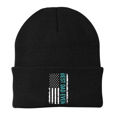 Fathers Day Best Dad Ever With US American Flag Beanie