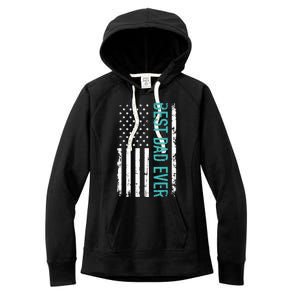 Fathers Day Best Dad Ever With US American Flag Women's Fleece Hoodie