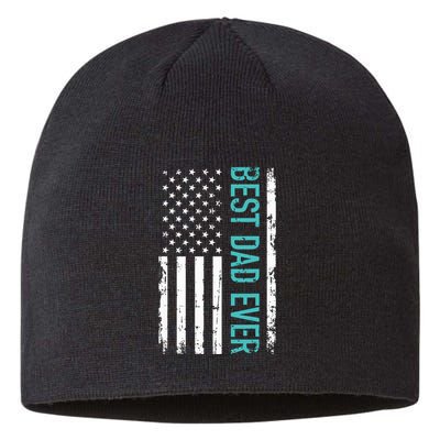 Fathers Day Best Dad Ever With US American Flag Sustainable Beanie