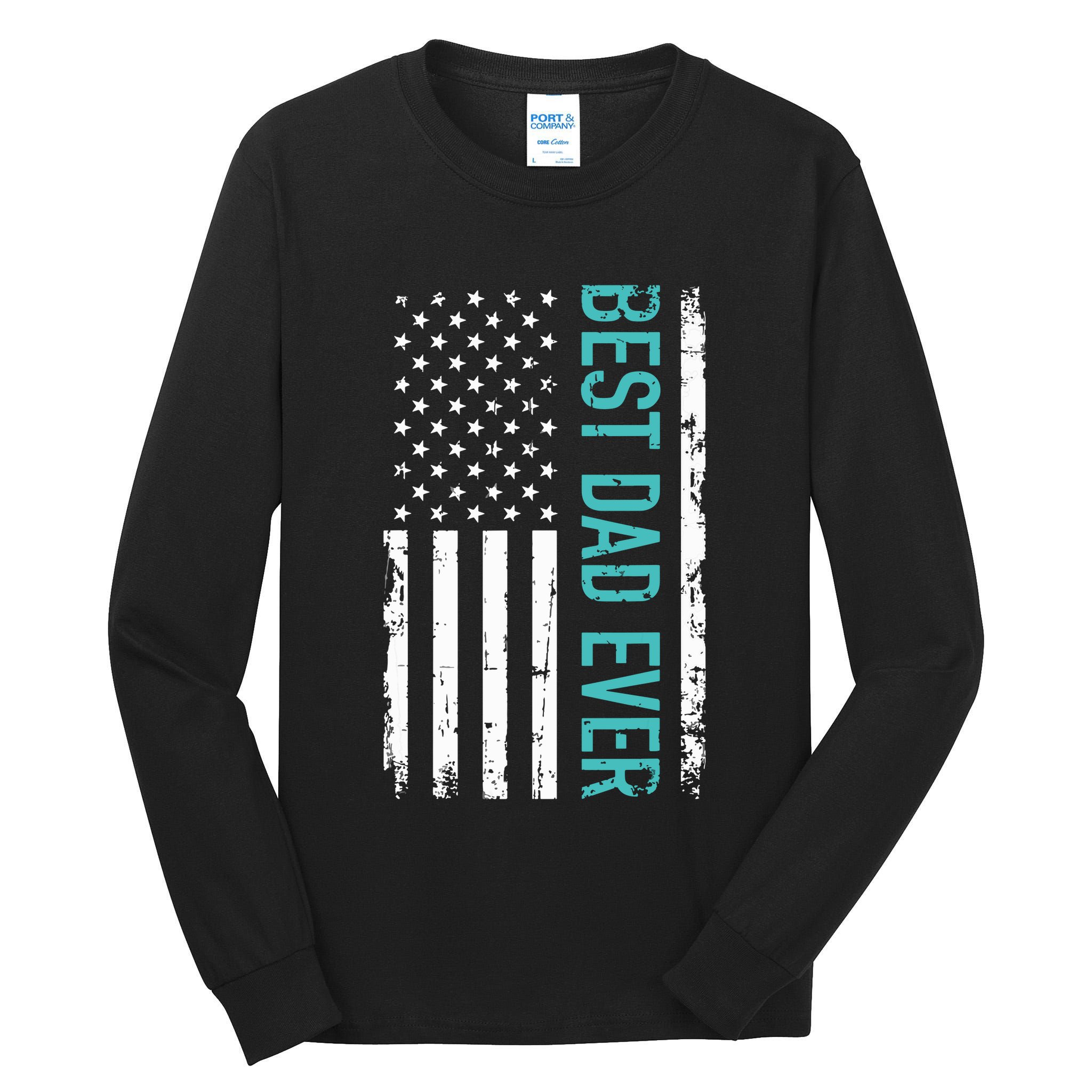 Fathers Day Best Dad Ever With US American Flag Tall Long Sleeve T-Shirt