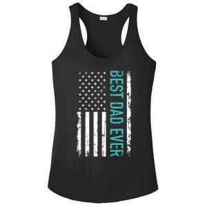 Fathers Day Best Dad Ever With US American Flag Ladies PosiCharge Competitor Racerback Tank