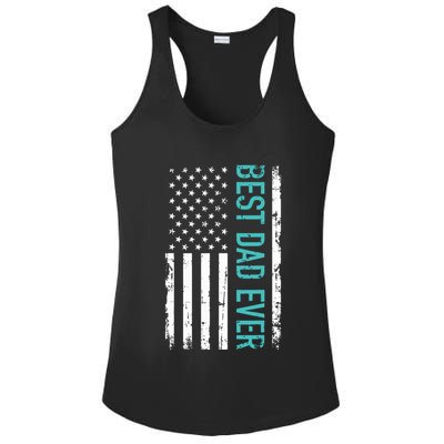 Fathers Day Best Dad Ever With US American Flag Ladies PosiCharge Competitor Racerback Tank