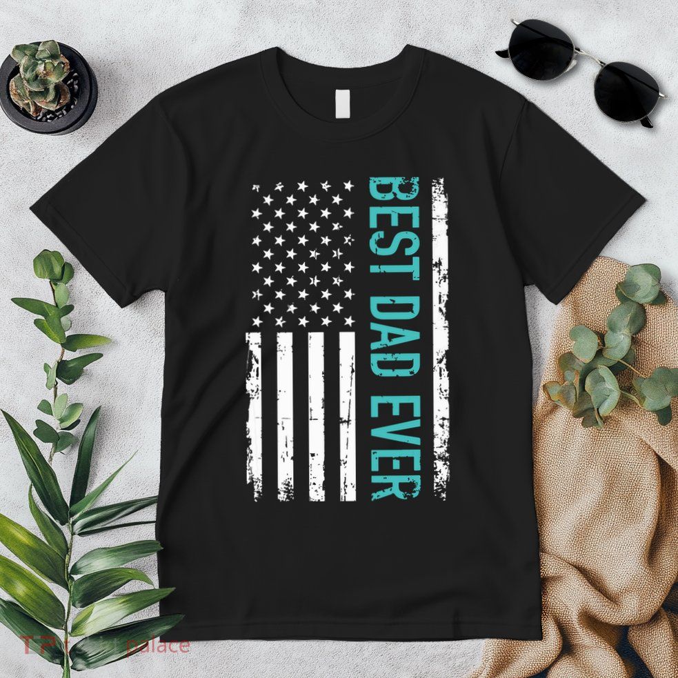 Fathers Day Best Dad Ever With US American Flag Premium T-Shirt