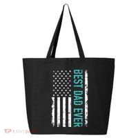 Fathers Day Best Dad Ever With US American Flag 25L Jumbo Tote