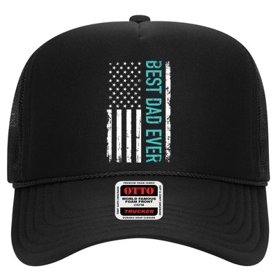 Fathers Day Best Dad Ever With US American Flag Trucker Hat