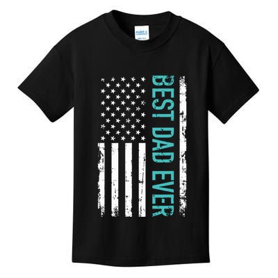 Fathers Day Best Dad Ever With US American Flag Kids T-Shirt