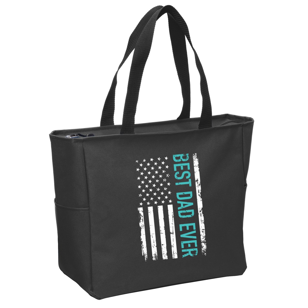 Fathers Day Best Dad Ever With US American Flag Zip Tote Bag