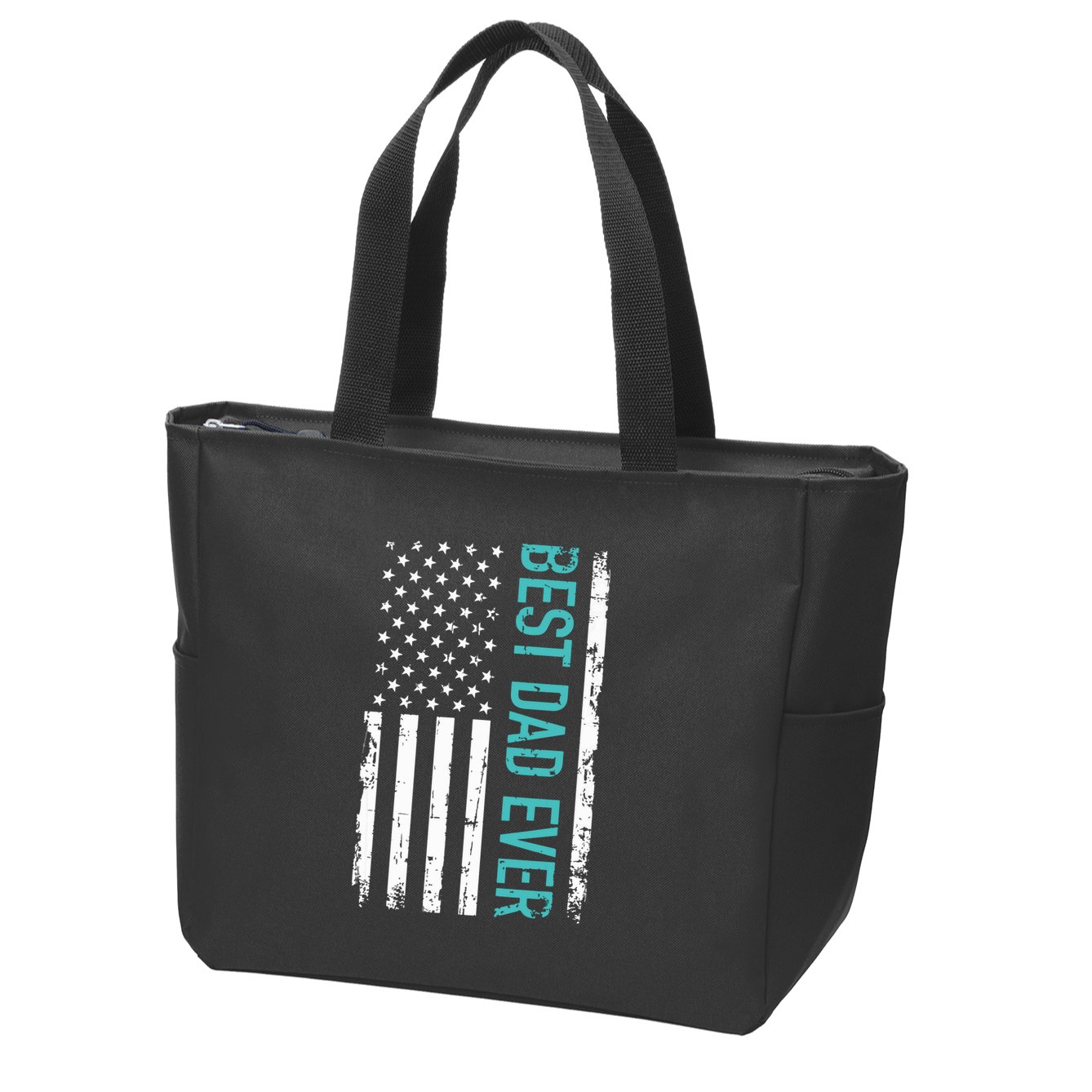 Fathers Day Best Dad Ever With US American Flag Zip Tote Bag