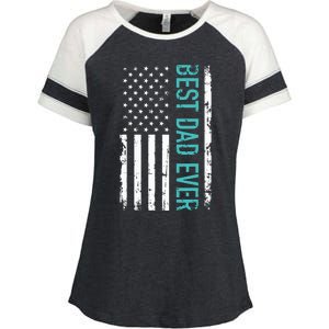 Fathers Day Best Dad Ever With US American Flag Enza Ladies Jersey Colorblock Tee