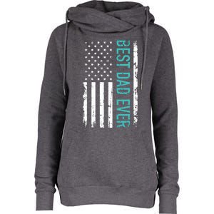 Fathers Day Best Dad Ever With US American Flag Womens Funnel Neck Pullover Hood