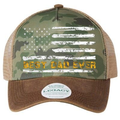 Fathers Day Best Dad Ever With US American Flag Legacy Tie Dye Trucker Hat