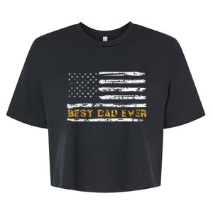 Fathers Day Best Dad Ever With US American Flag Bella+Canvas Jersey Crop Tee